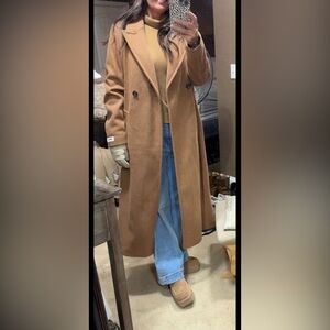 DKNY Women's Brown Double-Breasted Trench Coat